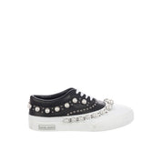 Miu Miu Pearl Embellished Sneakers - WOMEN SHOES - MIU MIU - T.Luxy