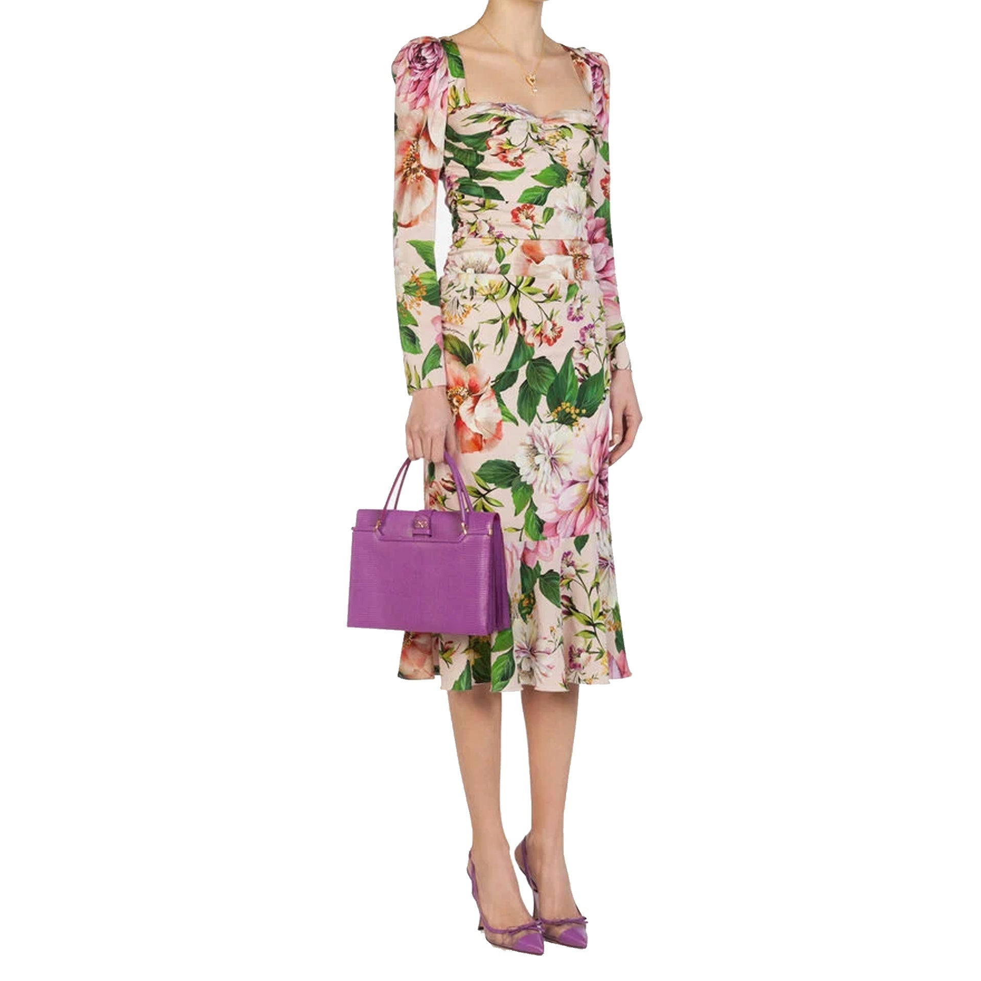DOLCE & GABBANA Dress Floral Silk Fit Dress - WOMEN CLOTHING - Dolce & Gabbana - Jammy Dude