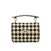 Valentino Garavani Raffia Medium Rockstud Spike Handbag