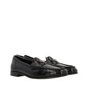 P116JD- Prada Logo Croc-embossed Leather Loafers