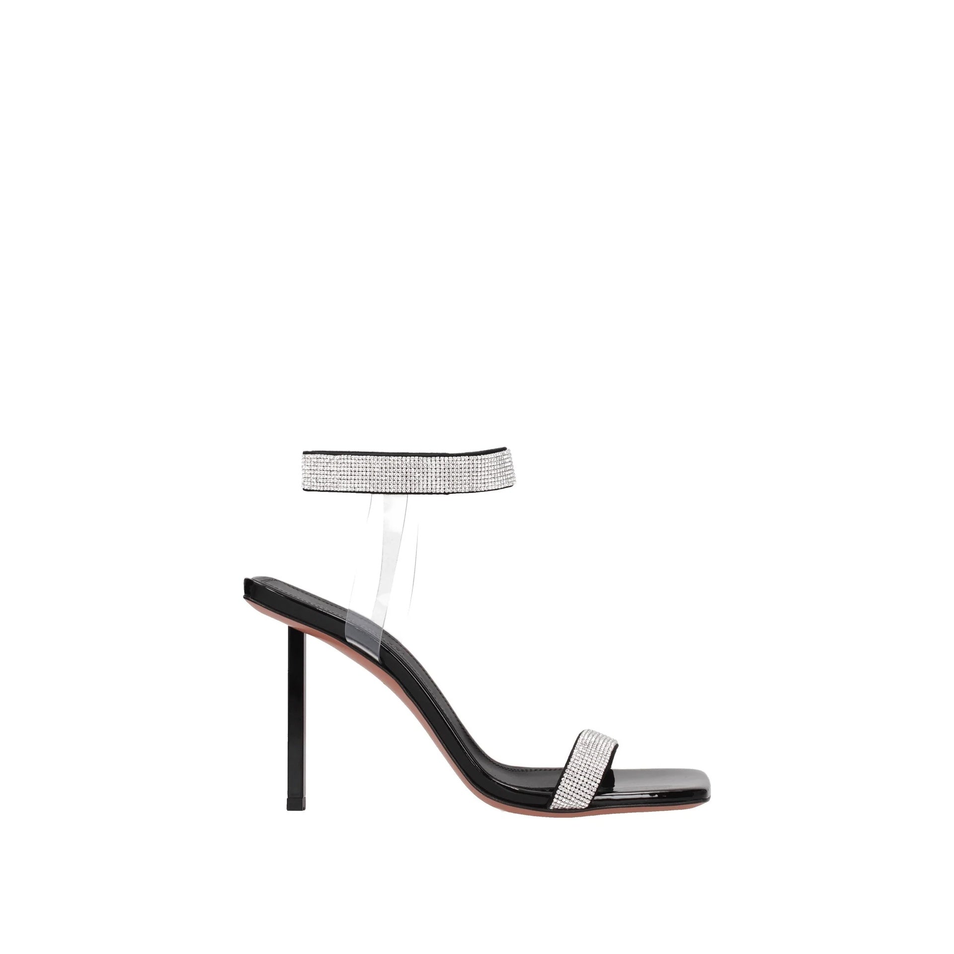 Amina Muaddi Rih 95 black crystal sandals