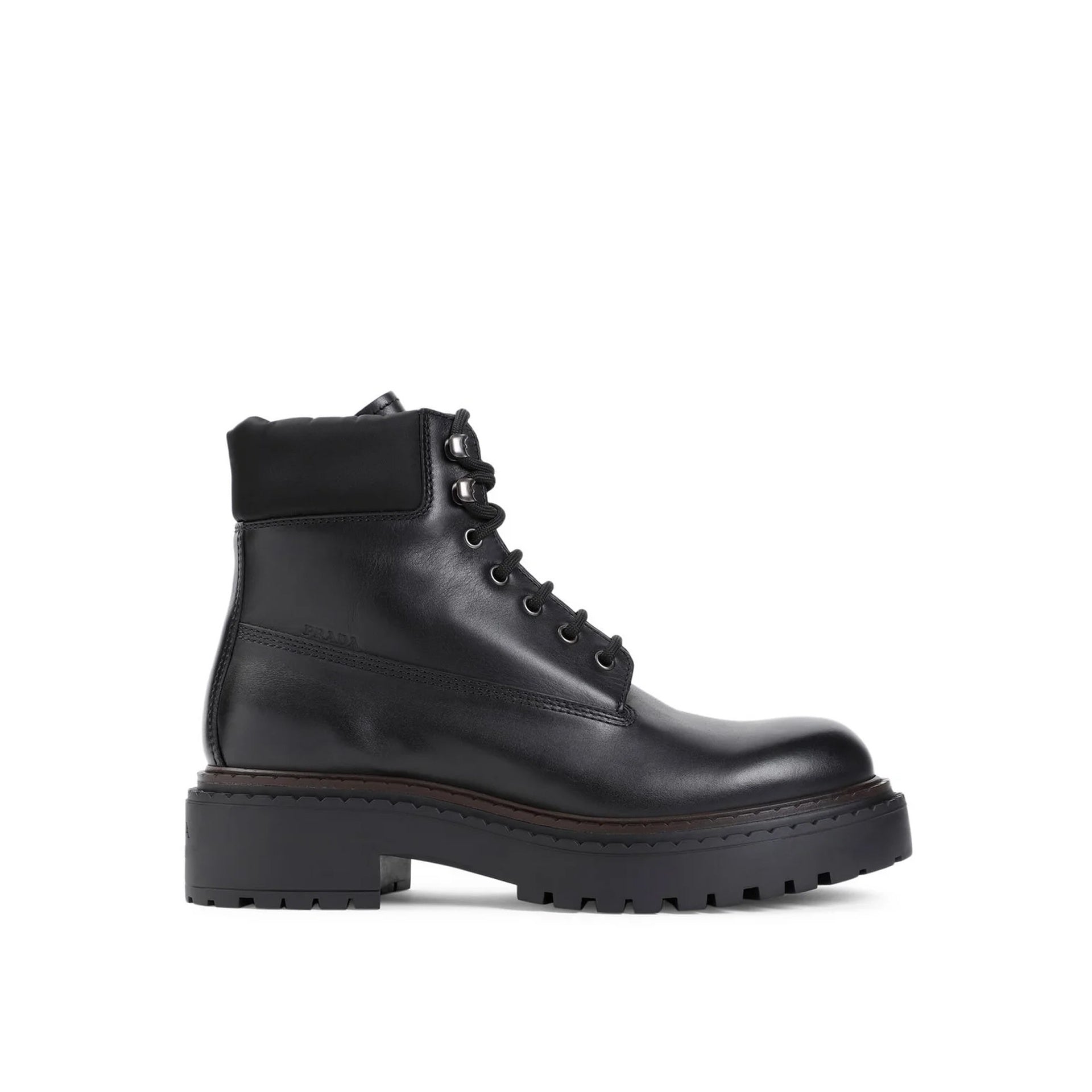 Prada Round-Toe Lace-Up Boots