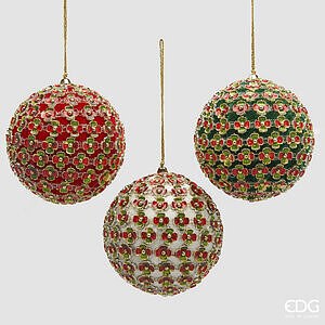 Addobbo Palla Flowermix 3 ass. D.10 C5 - Green Red