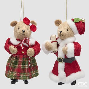 Addobbo Orso Xmas 2 ass. H.20 C6 - Green Red