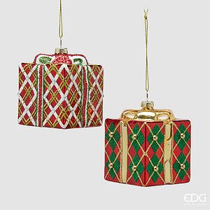 Addobbo Pacco Dono 2 ass. H.9 C6 - Green Red