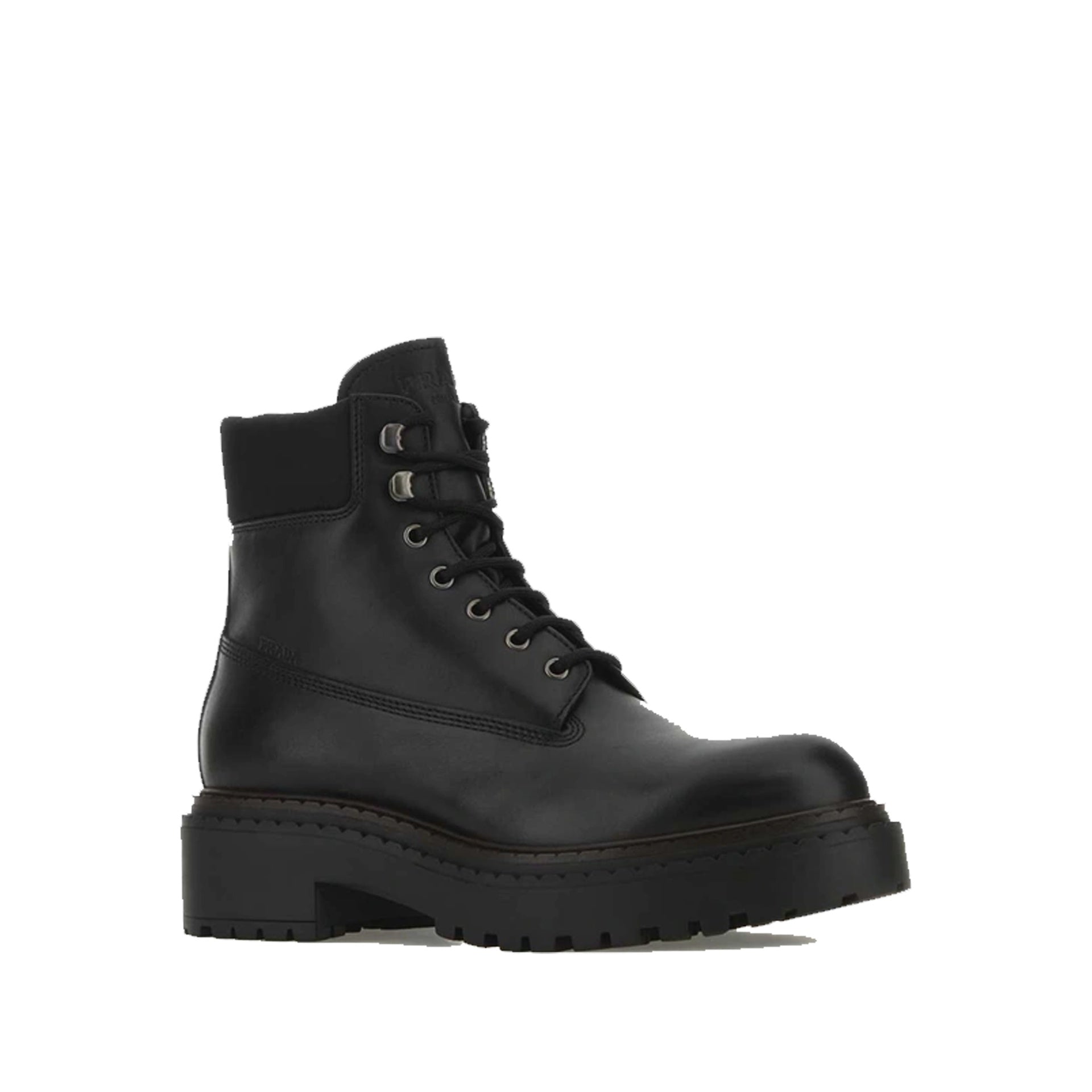 Prada Round-Toe Lace-Up Boots
