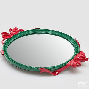 Vassoio Decorativo Fiocchi Ovale H.6 L.51 L.39 C6 - Green Red