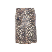 Ganni Foil Print Denim Leopard Skirt