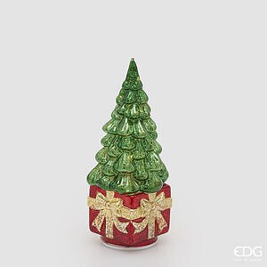 Decoro Pino Twist Regalo Led H.30 L.12,5 L.12,5 Mov.+led C6 - Green