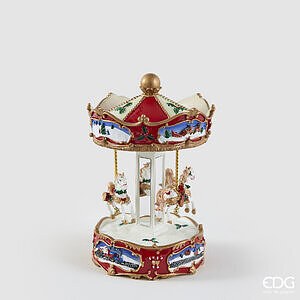 Carillon Cavallo Giostra H.25 D.15.5 Carillon C6 - White Red