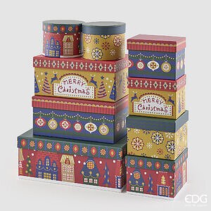 Scatola Decorativa Merry Christmas Mix SR 9PZ H.13 L.34 L.29 C6 - Green Red