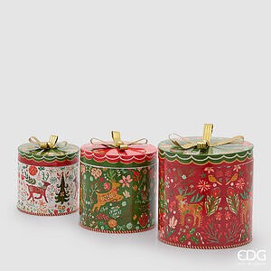 Scatola Decorativa Jaipur Rotondo SR 3PZ H.20 D.20 C6 - Green Red