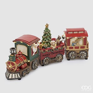 Decoro Treno con Santa H.15 L.37 L.7 Musica+led C6 - Green Red