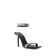 Amina Muaddi Rih 95 black crystal sandals