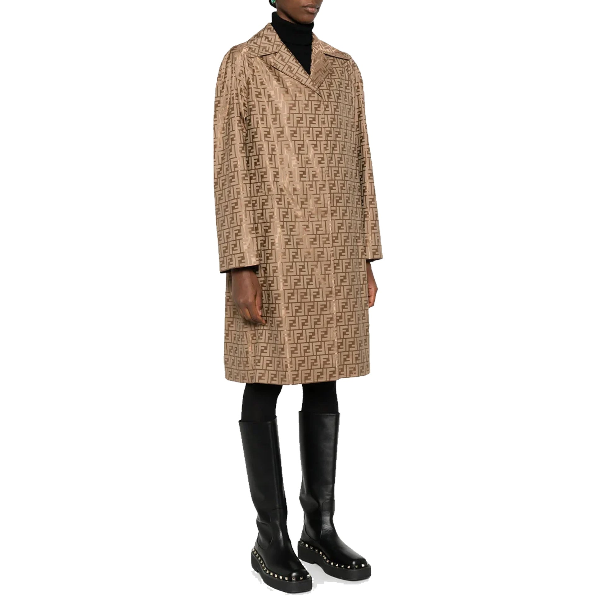 P116JD-Fendi FF-Printed Coat