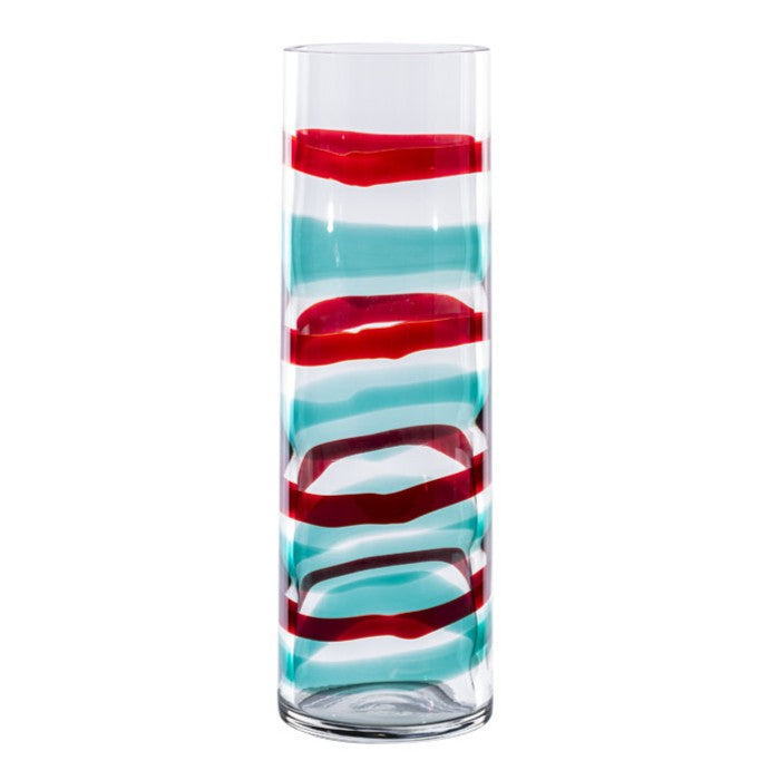542.00 ANELLI CRISTALLO CON FASCE ROSSO E VERDE MENTA