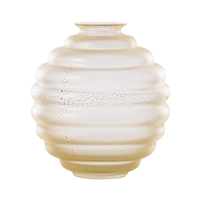 707.07 VASO DECO MEDIO FROZEN CRISTALLO SABBIATO FOGLIA ORO