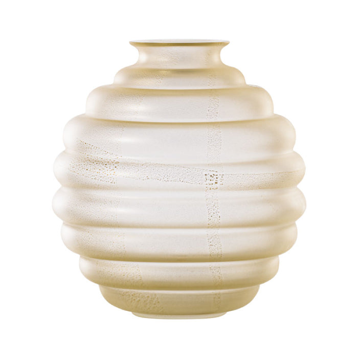 707.10 VASO DECO GRANDE FROZEN SABBIATO CRISTALLO FOGLIA ORO