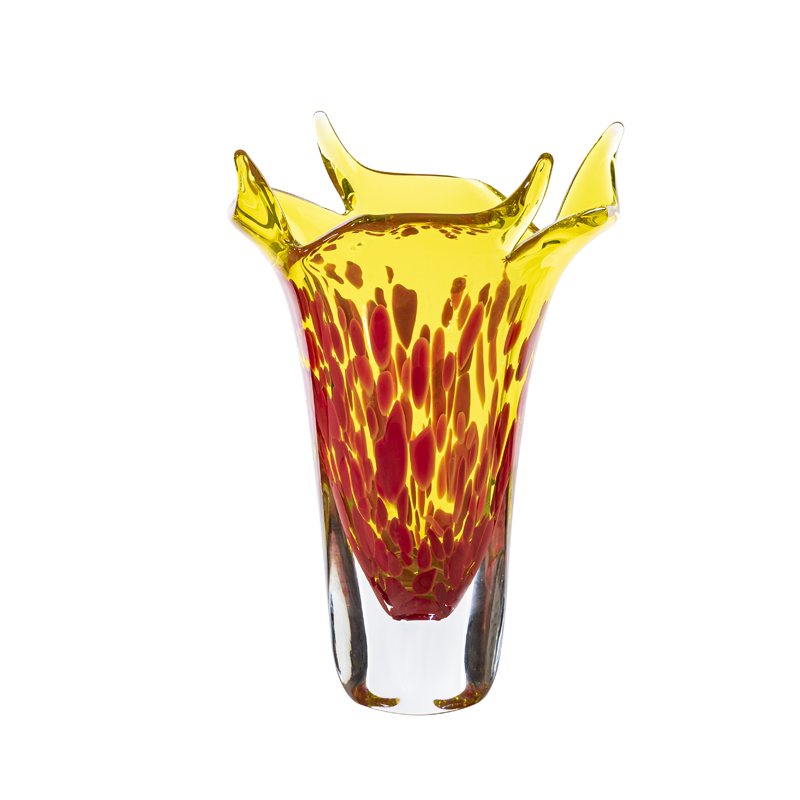 696.02 VASO BLOOM CRISTALLO/GIALLO MACCHIE CORALLO