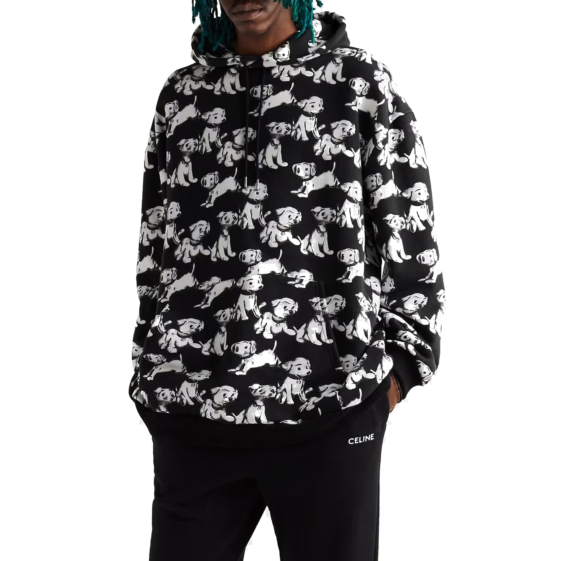 Celine Hooded Printed Dogs Sweatshirt