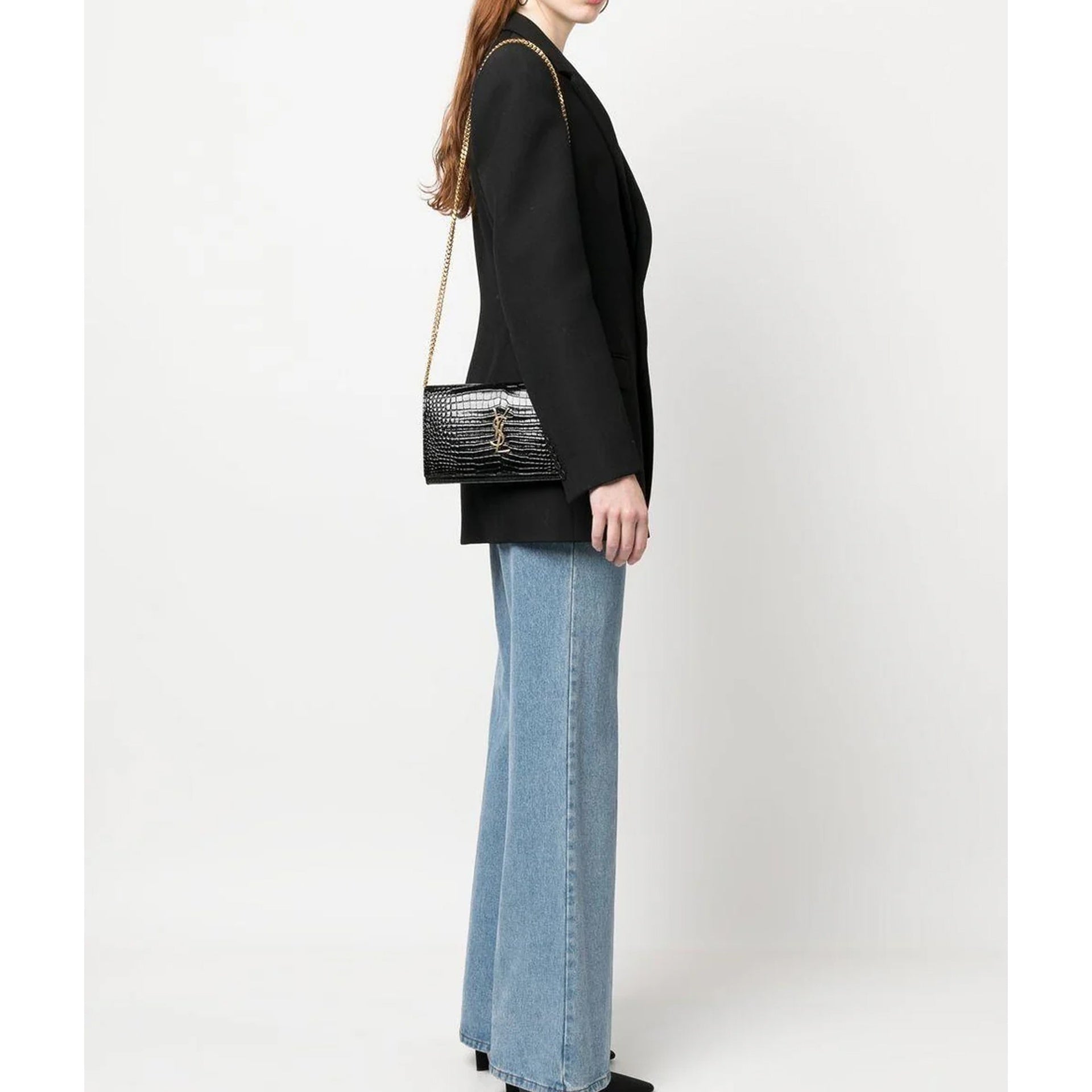 Saint Laurent Cassandre Croco Shoulder Bag