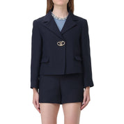 Valentino Wool And Silk Cropped Blazer