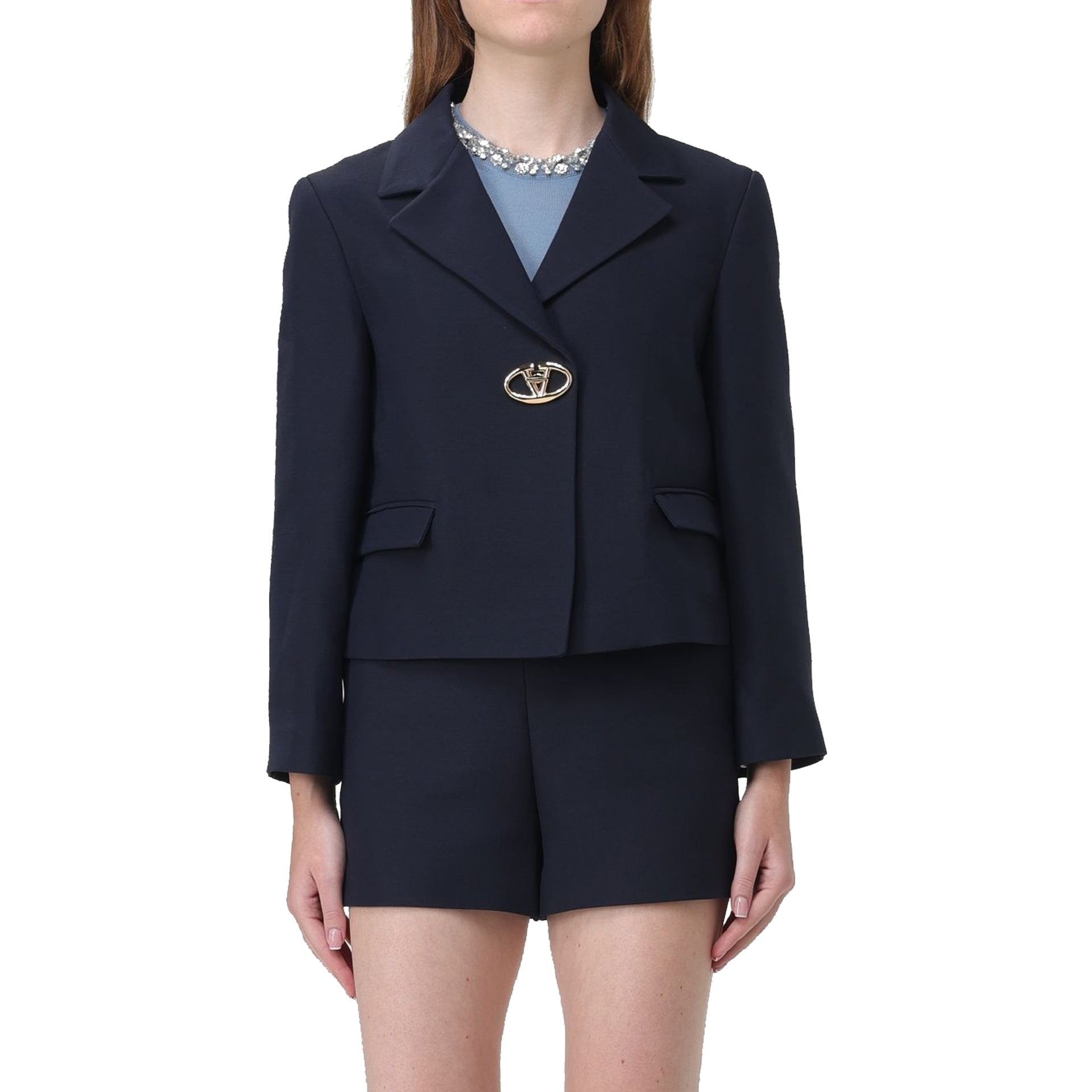 Valentino Wool And Silk Cropped Blazer
