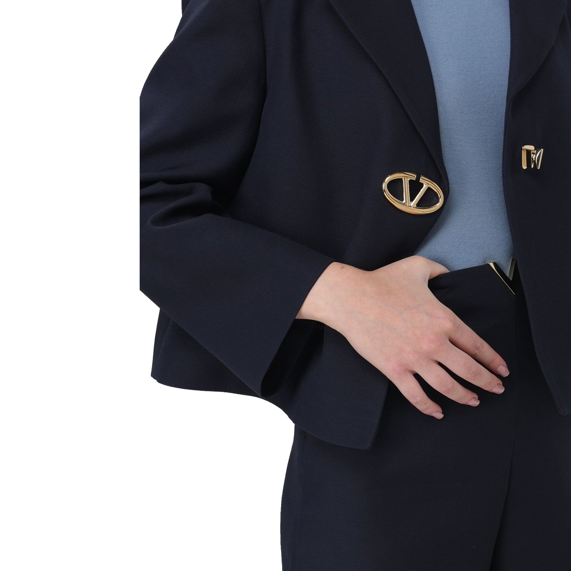 Valentino Wool And Silk Cropped Blazer