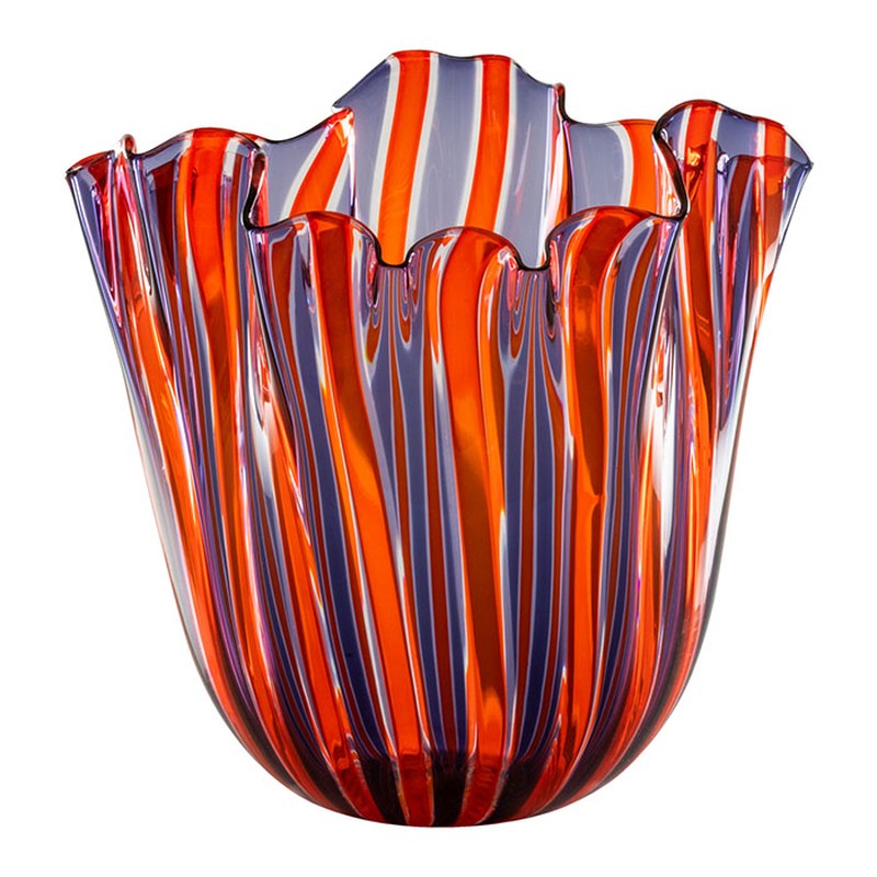 FAZZOLETTO A CANNE -701.01- indaco/arancio/cristallo